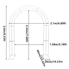 Elegant 8.5ft White Metal Wedding Arch Frame with Sturdy Base for Events