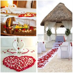 1000Pcs Artificial Rose Petals + 24 LED Candles Romantic Night Propose Set USA