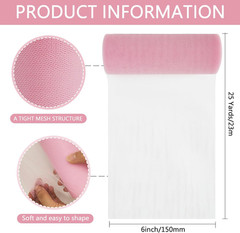 Pink Tulle Fabric – 6 Inch Sheer Tulle Netting Spool – 25 Yards – Ideal for Tutu