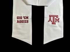 Texas A&M University Cotton Wreath Sash (2 Logos) 35k Stitch