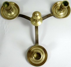 Brass Candle Holder Maitland Smith Candelabra Triple Taper Table Top Drip Pans