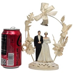 Vintage Wedding Cake Topper Bride and Groom Brown Hair Brunette 1950s