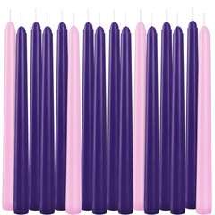 16pcs 10-inch Advent Taper Candles Unscented and 10 inches, pink purple