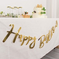 10 feet Gold Metallic Happy Birthday Paper Hanging Party GARLAND Events Supplies