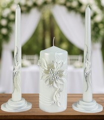 Unity Candle Set – Wedding Ceremony & Reception – 6” Pillar & Two 10” Taper C…