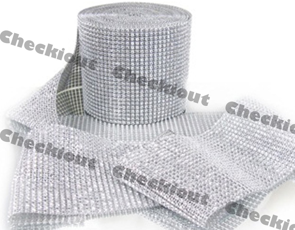 4.5″ x 6ft Wedding Decoration Supplies Rhinestone Diamond Wraps Ribbon Mesh