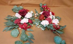 Burgundy Cream Floral Wedding Swags wedding arch Arrangements Set of 2