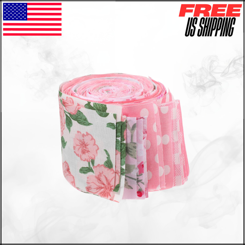 Pink Jelly Roll Fabric Strips 2.5″x20″ Pre-Cut Cotton Quilting Bundle Set 42Pcs