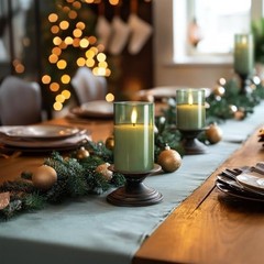 Green Glass Flameless Candles with Remote and Timer, Real Wax Olive Green