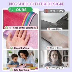Koogel 36 Sheets Glitter Cardstock, 8.27″ x 11.7″ (A4 Size) 18 Medium, Multi