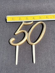 Studio His & Hers 50 th anniversary gold with rhinestones cake topper numbers