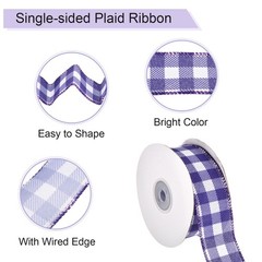 Plaid Check Ribbon, 1.5 Inch x 10 Yards Gingham Ribbon, Dark Blue