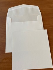 (25) DIY Printable ivory Flat sq 5 5/8″ Cards & (25) Envelopes wedding party