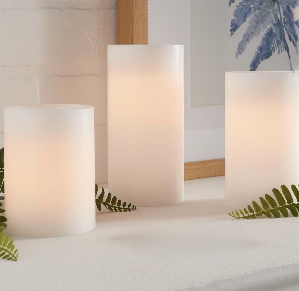 3pk 6″ x 3″ LED Flameless Black Wick Candle Cream – Threshold Read