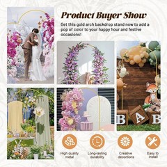 Set of 3 Golden Arch Backdrop Stand 7.2FT, 6.6FT, 6FT For Wedding Decoration