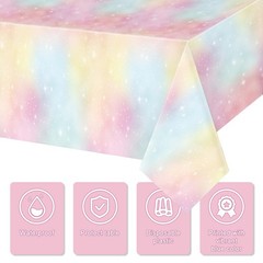 Tiamon 1 Pc Pastel Rainbow Tablecloths 108″ x 54″ (Rectangular), Pink