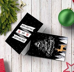 12 Pack Small Size Merry Christmas Greeting Cards & Envelopes, 4″ x 6″ Size, …