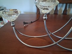 Unique & Minimalistic Candelabra 5 Tealights Curved Metal Faceted Glass Holders