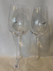 SWAROVSKI CRYSTAL Set 2 NEW Wine Glasses Etched With Crystal Stones