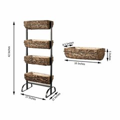 Black Brown 4 Tier METAL STAND Natural Wood PLANTER BOXES Party Home Decorations