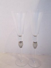 2 David Tutera Decorative Champagne Glass Flute Rhinestones Couple Wedding Toast