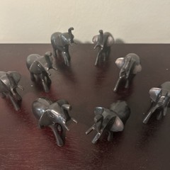 Pottery Barn Place Card Holders Bronze Metal Elephant Trunk Up 3×3” Set Of 8