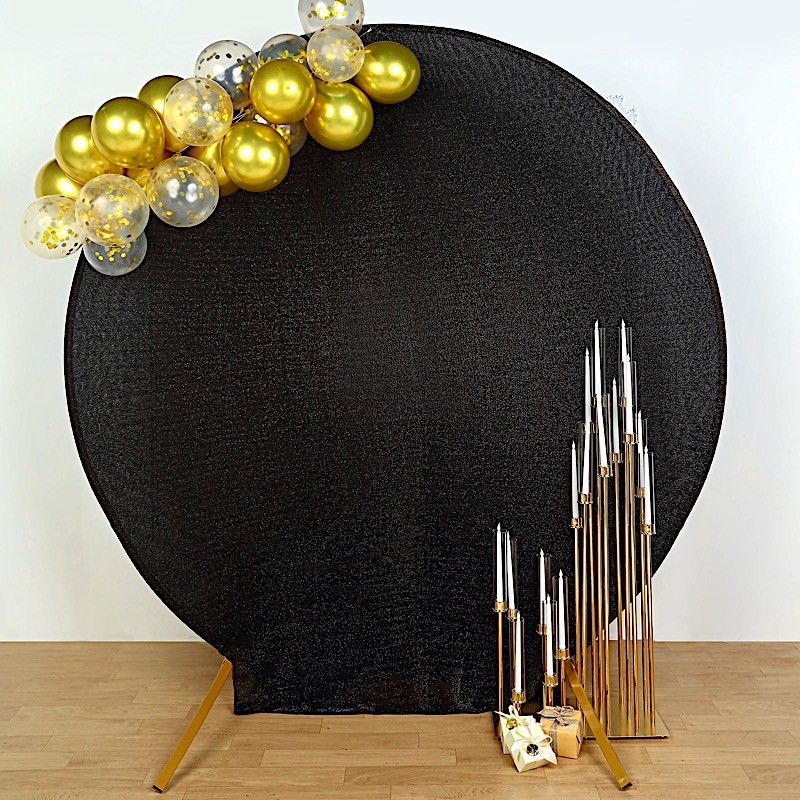 BLACK 7.5 ft Metallic Spandex STAND COVER Wedding Decorations Party Events