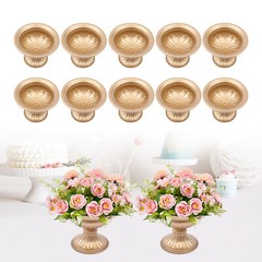 Pack of 10 Gold Flower Trumpet Vases Wedding Party Tabletop Centerpieces Stand