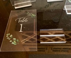 Table Numbers 1-20 Acrylic Wedding & Party Set / Stands Hand Painted