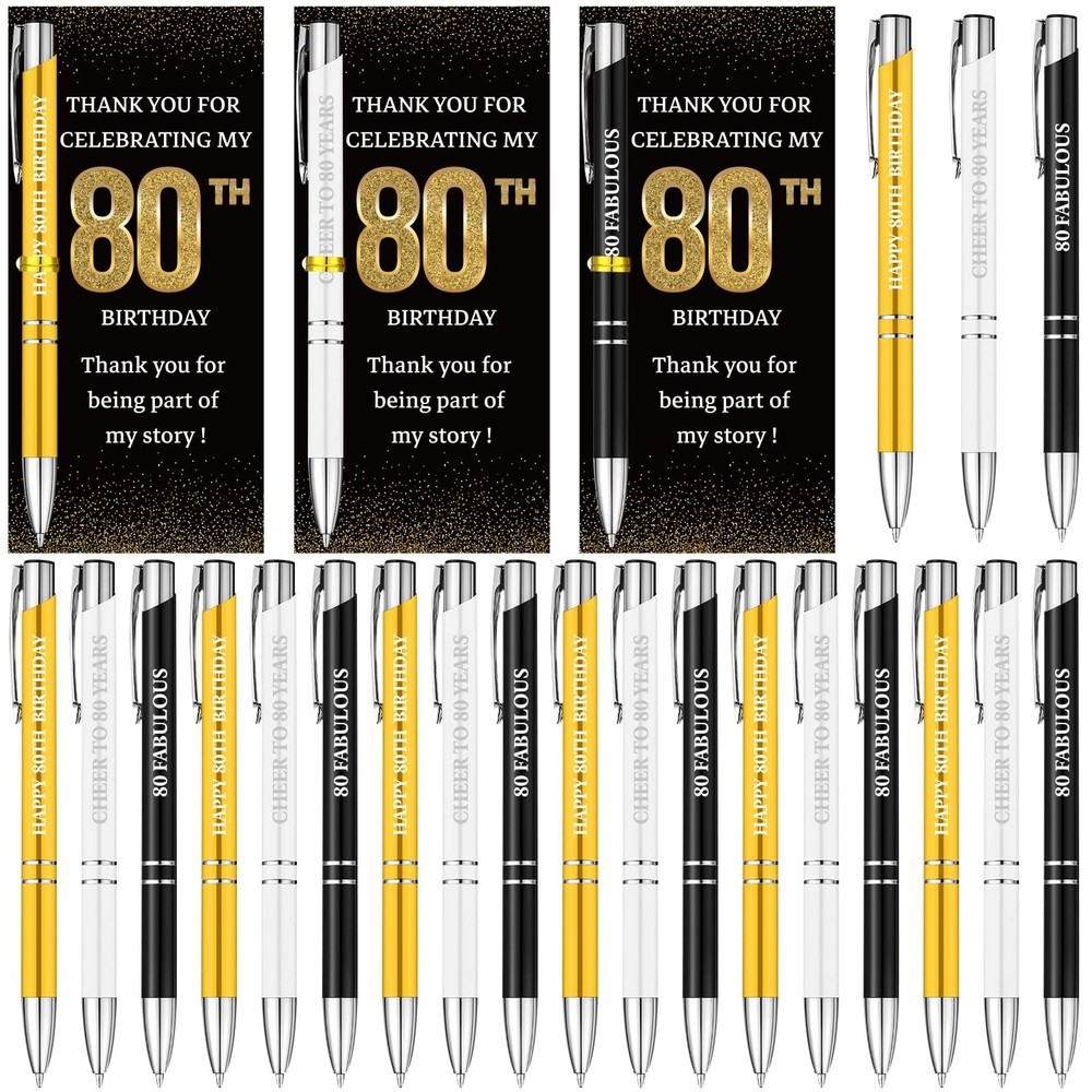 24 Set Birthday Party Favor for Guest 80th Birthday Ballpoint Pens with Thank…