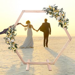 Wedding Arch Hexagon Wooden Arch for Ceremony Hexagon Arch Backdrop Stand Event