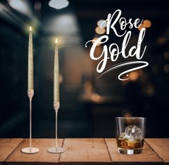 Rose Gold Candlestick Holders for Taper Candles, Set of 3