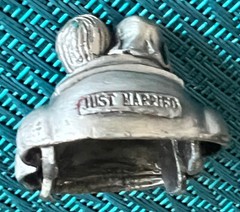 Bridal Table Bride/Groom Pewter Car Place Card Holder Just Married License Plate