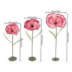 Handmade EVA Corn Poppy Floor Flowers Set Of 3 40×100,50×120,70×140cm Dark Pink