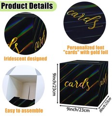 Iridescent Black Card Box for Party 9 x 9 Inch Gift Card Box Holder for Weddi…