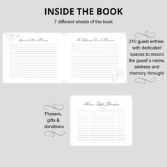 Funeral Guest Book with Silver Pen and Pen Holder, 82 Pages, 10.2×7.8″