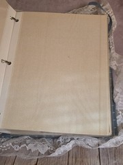 VTG Blue Floral Fabric Lace Photo Album Cottagecore Shabby Chic Slip-In Pages