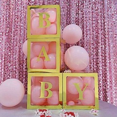 GOLD 12″ Transparent Balloon Boxes with Metallic Trim Centerpiece Decorations