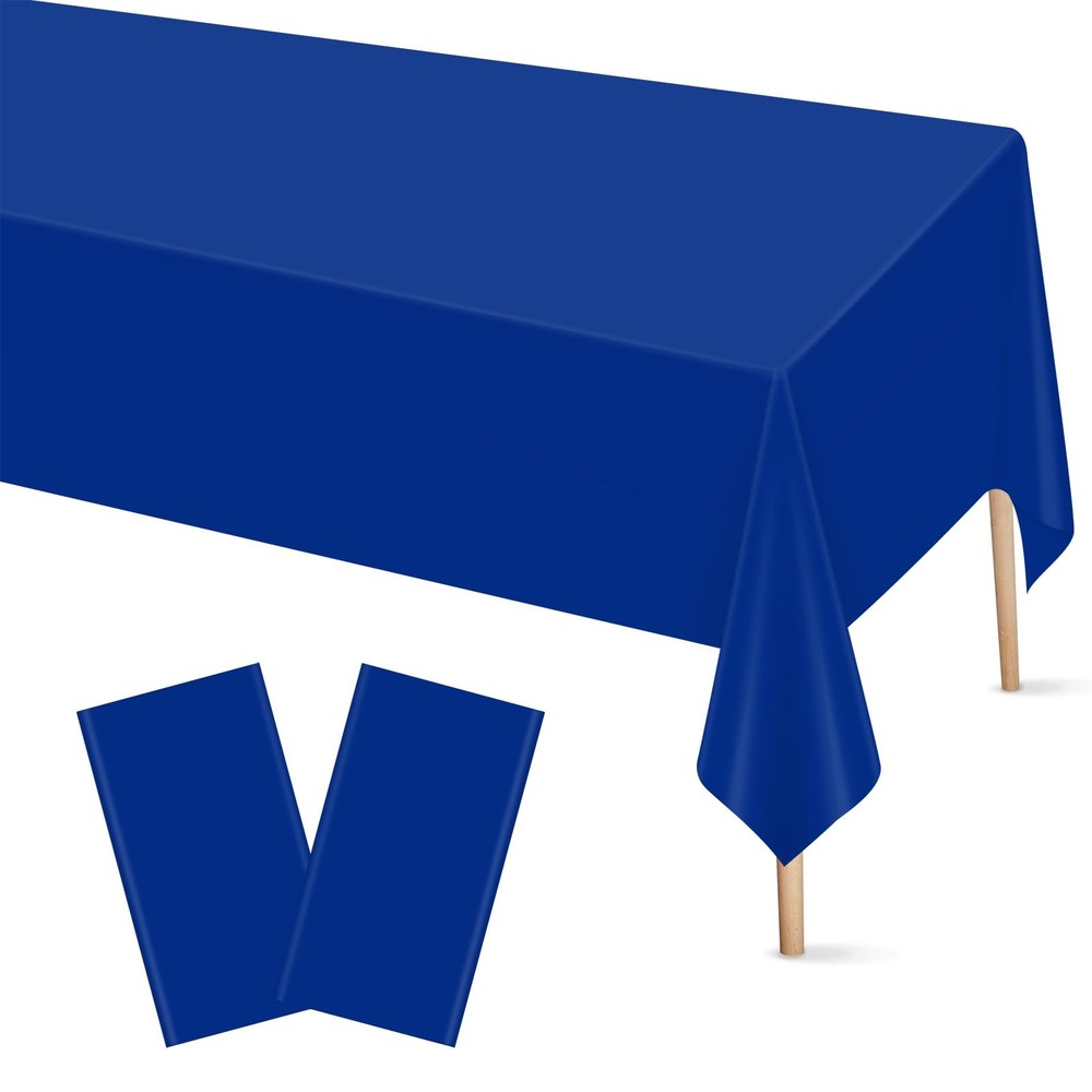 Mulbozy 2 Pcs Royal Blue Plastic Tablecloth 54″ X 108″ Rectangle,