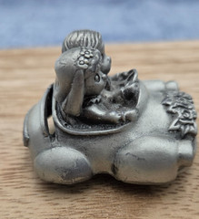 Vintage Pewter Bride & Groom Car Place Card Holder Wedding Table Decor Single