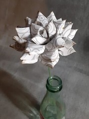 Handmade Paper Flower on stem (Gray Pattern No.4) for Wedding, St. Valentine’s