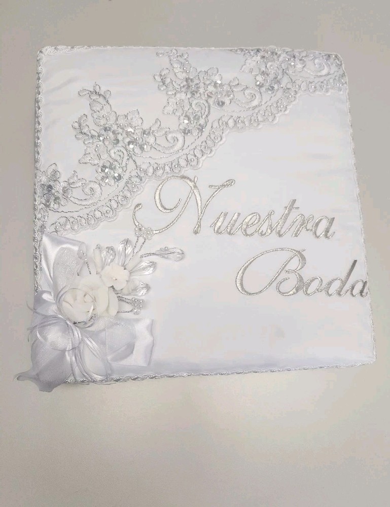 Elegant White Nuestra Boda Wedding Photo Album 11″x12″ 3 Ring Binder