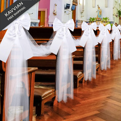 Solsew 12 Pcs Large White Wedding Pew Bows 15.7 x 7.9 in Satin Bow with white