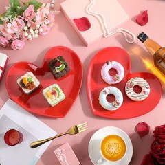Nuogo 8 Pcs 11 Valentines Plates Heart Shaped Melamine Plates Large Unbreakable