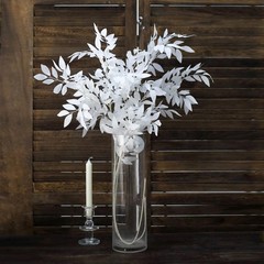 2 White 42 in Artificial Beech LEAVES Bushes Silk Plant Stems Party Decorations