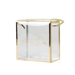 CLEAR GOLD 25 PVC Favor Boxes with Rope Handles and Thank You Print Party
