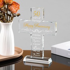 Romantic 50- Anniversary Laser Engraved Cross