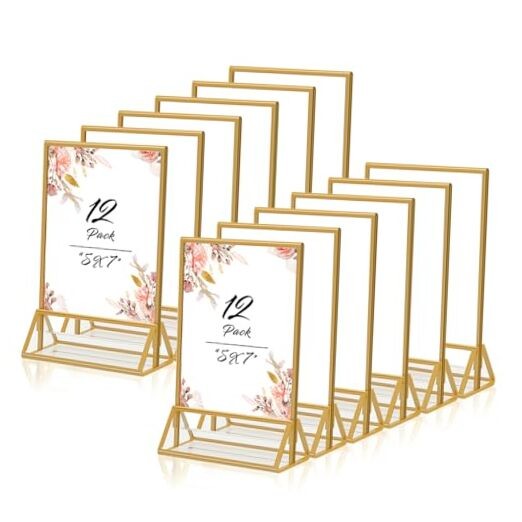 Gold Frames 5×7 Acrylic Sign Holder Double Sided Picture Frames 5X 7-12 Pack