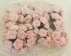 Lot of 72 pcs Baby Pink Satin Ribbon Roses Flowers 25mm 1″ 1 Inch on Wire Stem