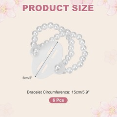 Pearl Corsage Wristlet, 5Inch Elastic Wrist Corsage Bracelets Bands, White